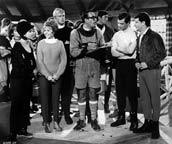 Yvonne Craig, Deborah Walley, Aron Kincaid, Robert Q. Lewis, Mike Nader, Dwayne Hickman, and Frankie Avalon