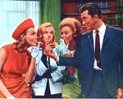 Julie Newmar, Leslie Parrish, Mitzi Gaynor, and Kirk Douglas