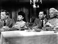 Robert Mitchum, France Nuyen, Jack Webb, and Martha Hyer