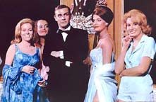 Luciana Paluzzi, Martine Beswick, Sean Connery, Claudine Auger, and Molly Peters