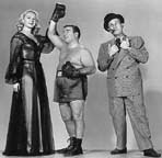 Adele Jergens, Lou Costello, and Bud Abbott