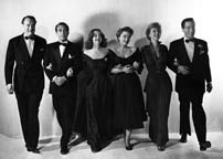 George Sanders, Gary Merrill, Bette Davis, Anne Baxter, Celeste Holm, and Hugh Marlowe