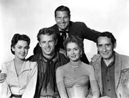 Barbara Rush, Sterling Hayden, Richard Arlen, Arleen Whelan, and Victor Jory