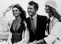 Caroline Munro, Roger Moore, and Barbara Bach