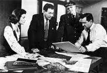 Mara Corday, Louis Merrill, Morris Ankrum, and Jeff Morrow