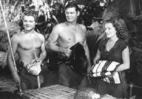 Johnny Sheffield with Johnny Weissmuller and Brenda Joyce