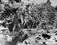 Maureen O'Sullivan and Johnny Weissmuller