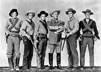 James Best, Dewey Martin, Audie Murphy, Brian Donlevy, Richard Long, and Tony Curtis