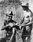 Chuck Connors and Johnny Crawford