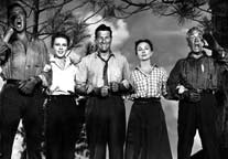 John Payne, Susan Morrow, Richard Arlen, Agnes Moorehead, and William Demarest